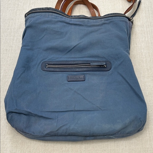 Christopher Kon Crossbody Bag Blue Leather Large Travel Tan Buckles - Picture 7 of 16